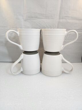 White Ceramic Mug Set - Elegant Everyday Tea & Coffee Cups